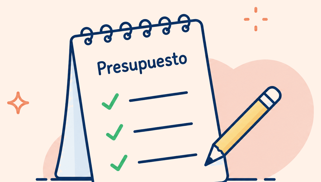 ilustración: libreta con presupuesto
