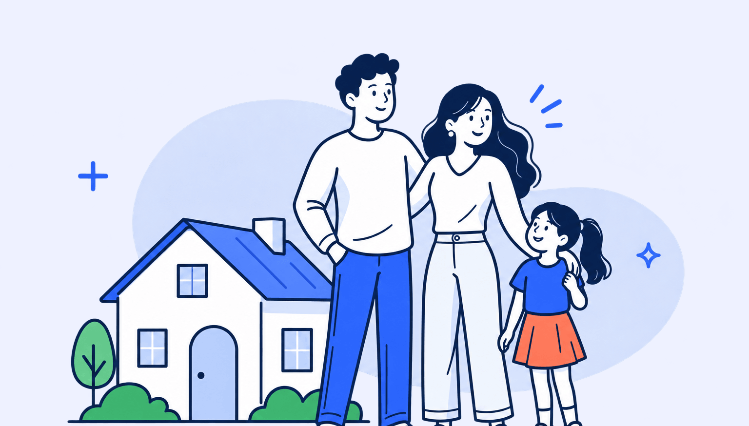 ilustración: familia protegida